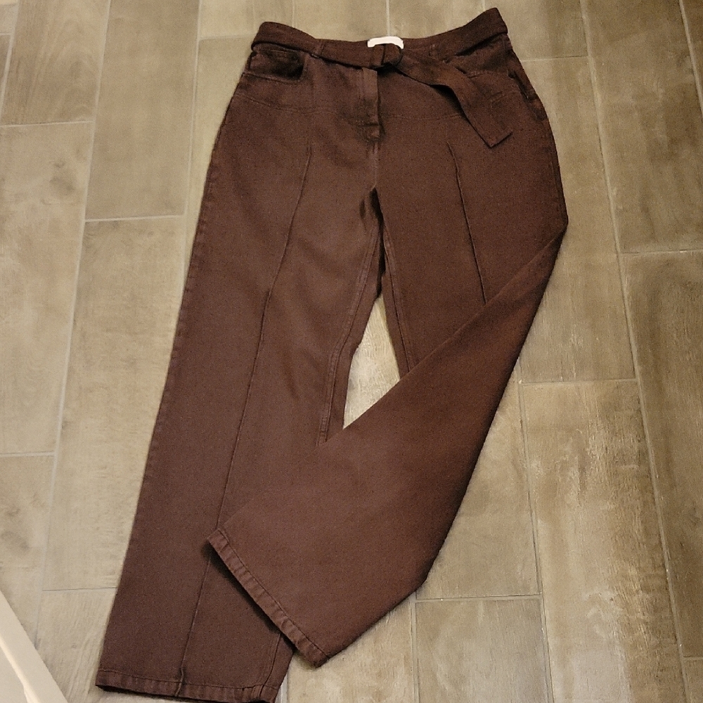 Acler Hawkins Belted Straight Leg Jeans In Dark Mocha